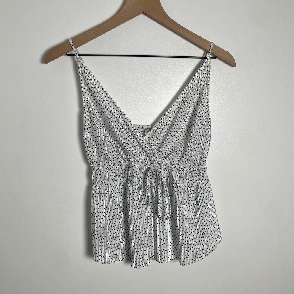 Abercrombie & Fitch Babydoll Tank Womens XS White Polka Dot Smocked Y2K Coquette